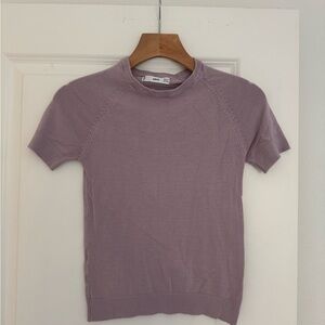Mango MNG women’s purple knit crewneck short sleeve sweater top size XS